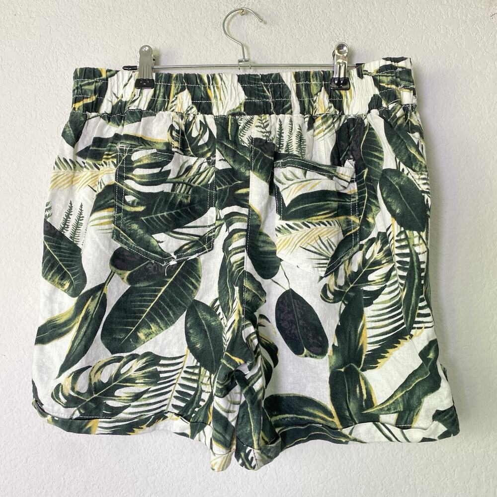 Per Se Green Tropical Linen Blend Shorts Medium Resort Vacation Beach Hawaiian - Picture 2 of 8